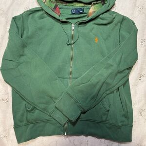 vintage y2k polo ralph lauren green zip hoodie — size XL